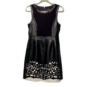 Laundry by Shelli Segal Faux Leather Laser Cut Sheath Dress Size 8